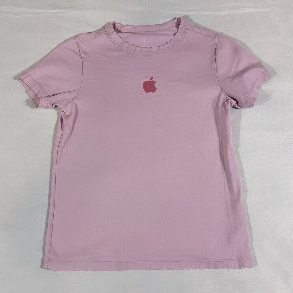 Apple Official Pink‎ Cotton T-Shirt with Logo Youth Size M Casual Tech Company